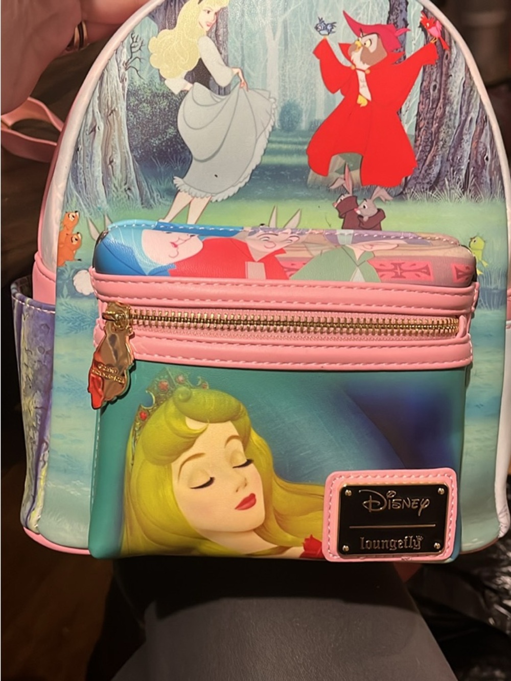 Loungefly Sleeping Beauty Mini Backpack - Pink/Teal/Red